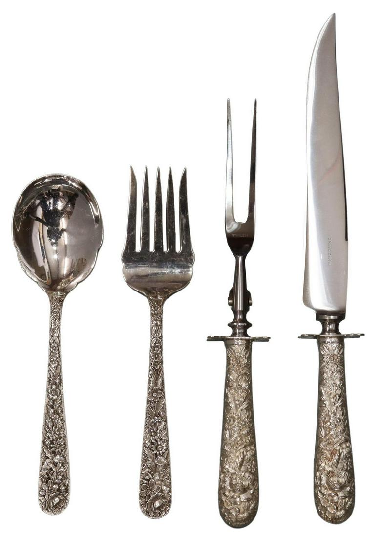 (4) KIRK STERLING REPOUSSE SALAD & CARVING SETS (1 of 5)