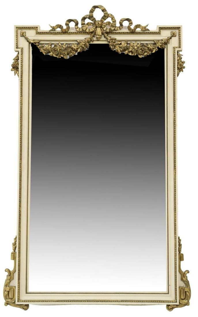 FRENCH LOUIS XVI STYLE PARCEL GILT WALL MIRROR (1 of 3)