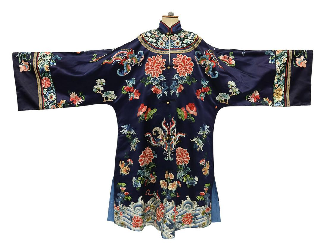 CHINESE EMBROIDERED SILK SATIN SEMI-FORMAL ROBE (1 of 10)
