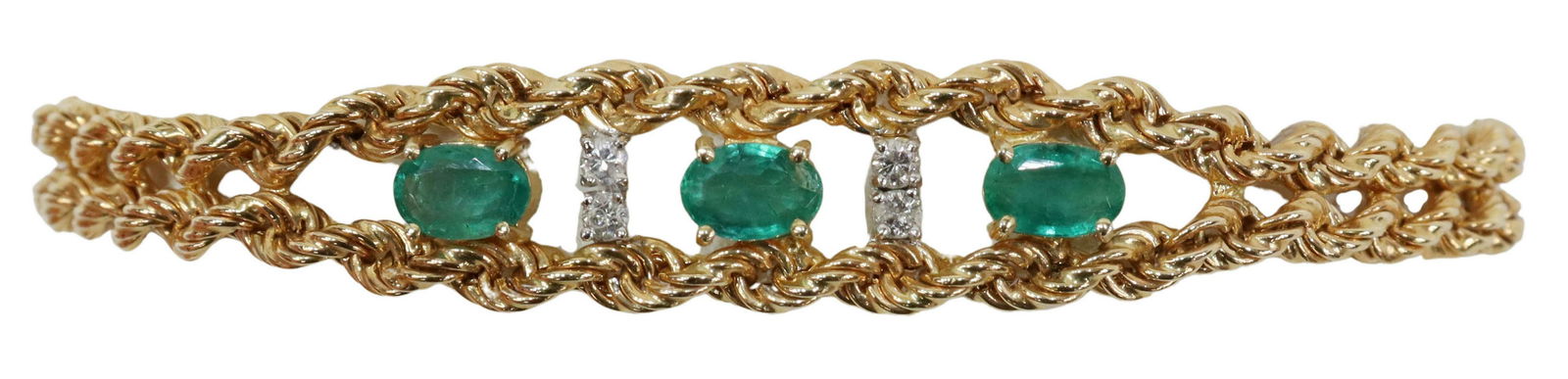 ESTATE 14KT GOLD, EMERALD & DIAMOND BRACELET (1 of 4)