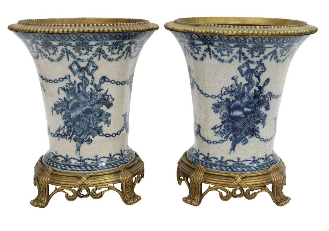 (2) DECORATIVE BRONZE-MOUNTED PORCELAIN VASES (1 of 4)