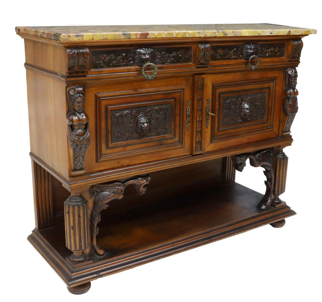 ITALIAN RENAISSANCE REVIVAL MARBLE-TOP SERVER (1 of 7)