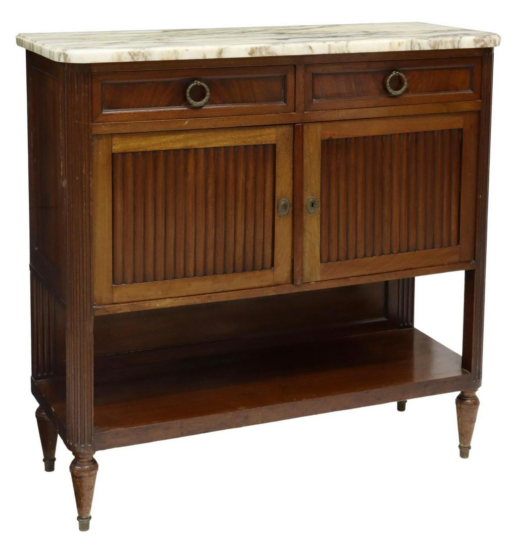 FRENCH LOUIS XVI STYLE MARBLE-TOP MAHOGANY SERVER (1 of 6)