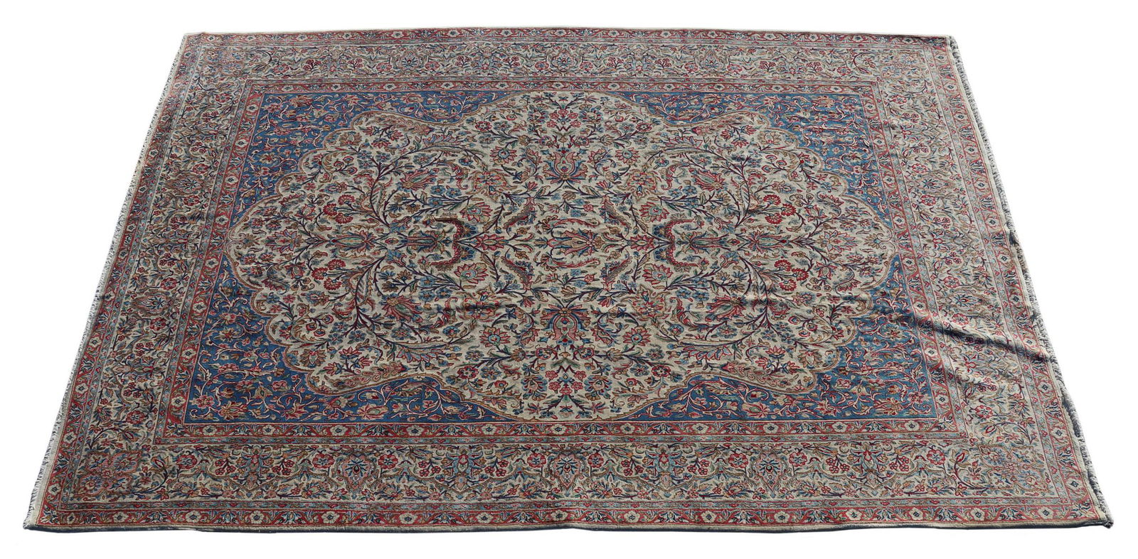 HAND-TIED KERMAN RUG, APPROX 13.9"L, 9'11"W (1 of 3)