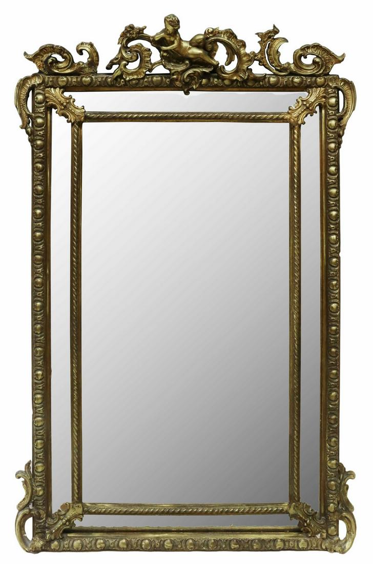 FRENCH LOUIS XVI STYLE GILTWOOD MIRROR (1 of 3)
