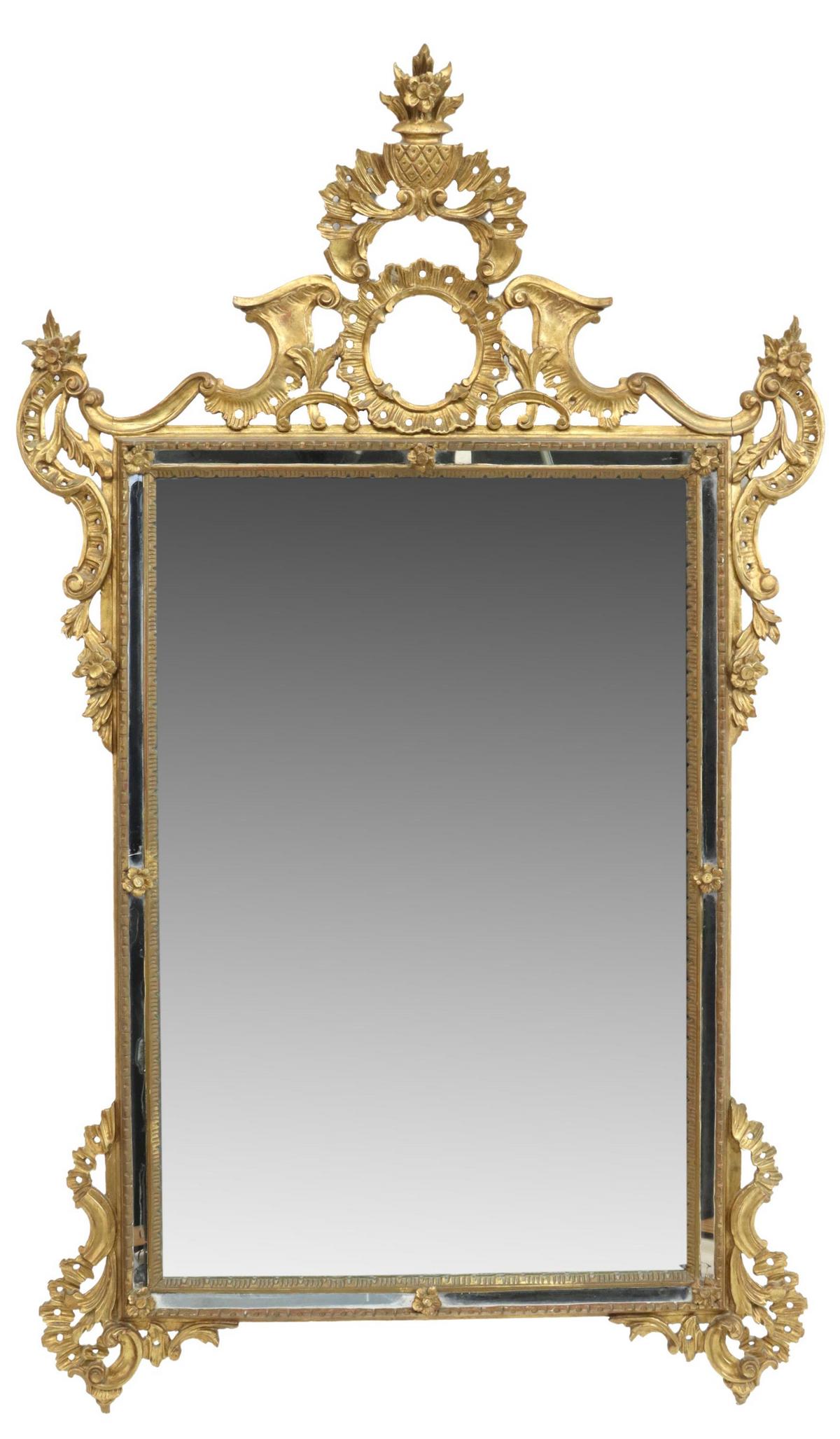 FLORENTINE ROCAILLE CARVED GILTWOOD MIRROR (1 of 3)