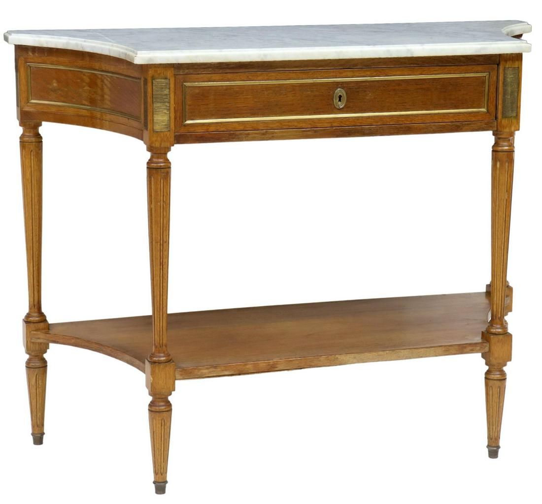 LOUIS XVI STYLE MARBLE-TOP MAHOGANY CONSOLE TABLE (1 of 4)