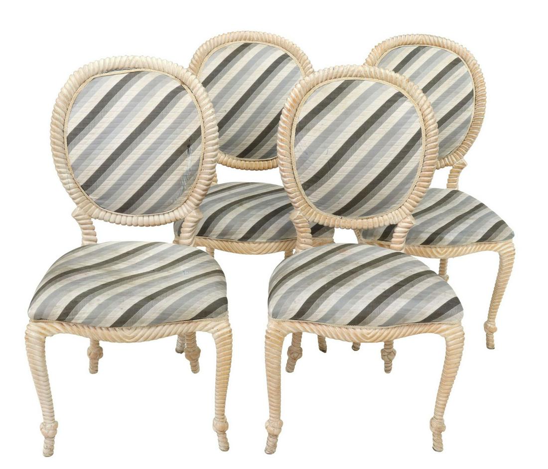 (4) PAINTED ROPE FRAME MEDALLION-BACK CHAIRS (1 of 4)