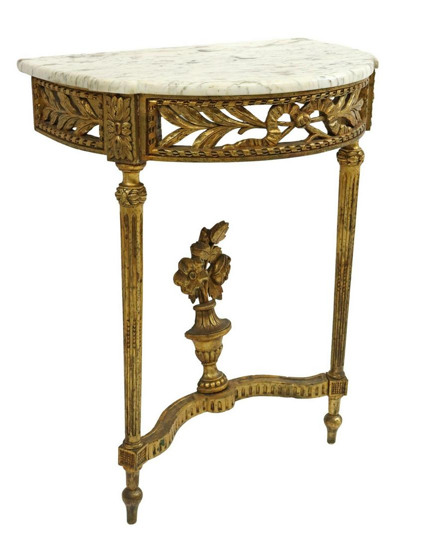 LOUIS XVI STYLE MARBLE-TOP GILTWOOD COSOLE TABLE (1 of 5)