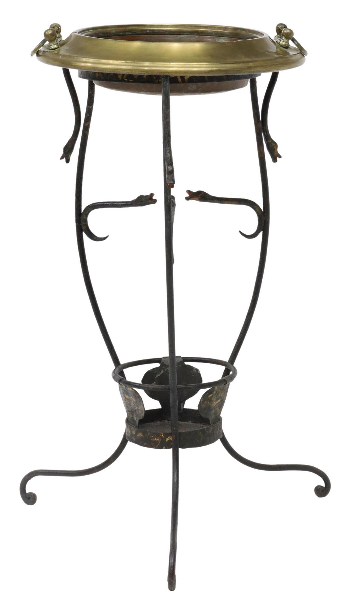 ITALIAN WROUGHT IRON & BRASS PLANTER STAND (1 of 3)