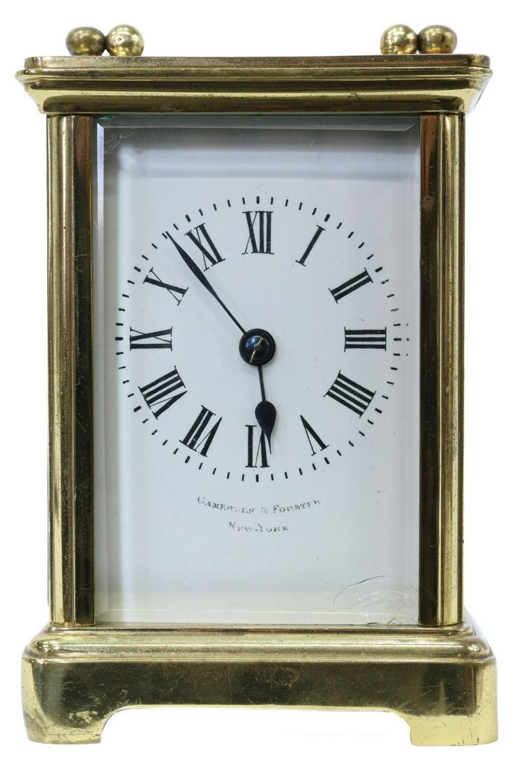 FRENCH CARRIAGE CLOCK RETAILED CAMERDEN & FORSTER (1 of 6)