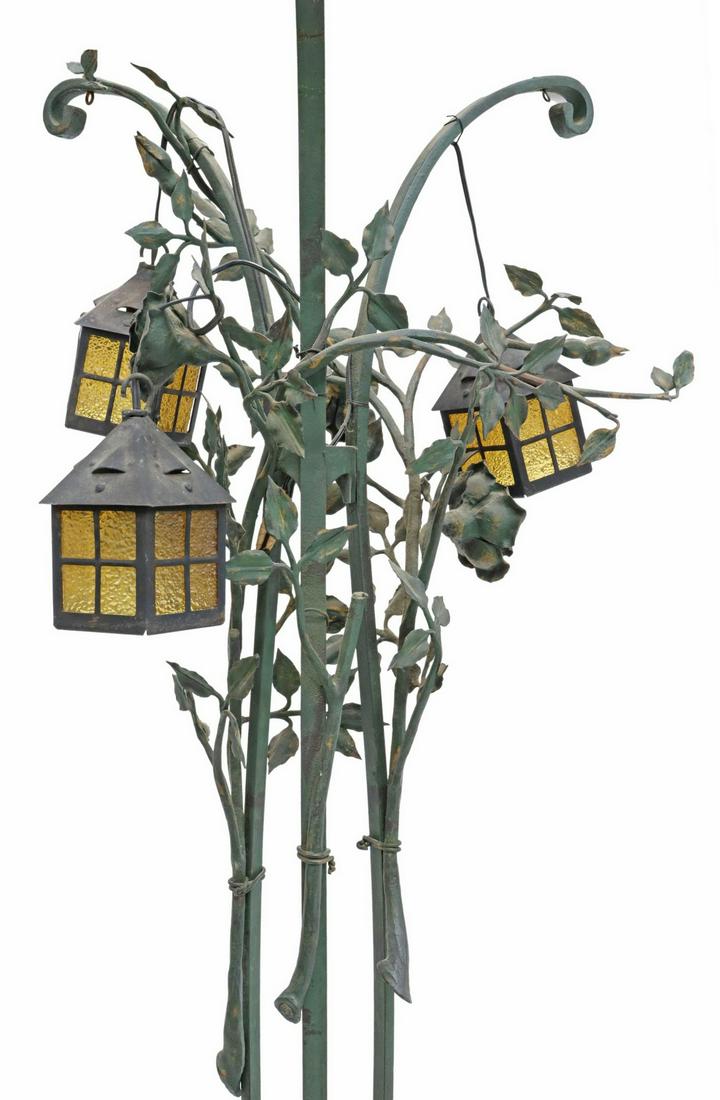 WROUGHT IRON THREE-LIGHT LANTERN FLOOR LAMP (1 of 3)