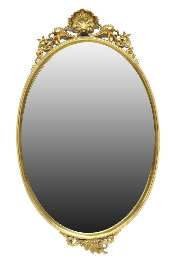 ITALIAN LOUIS XV STYLE GILT OVAL WALL MIRROR (1 of 2)
