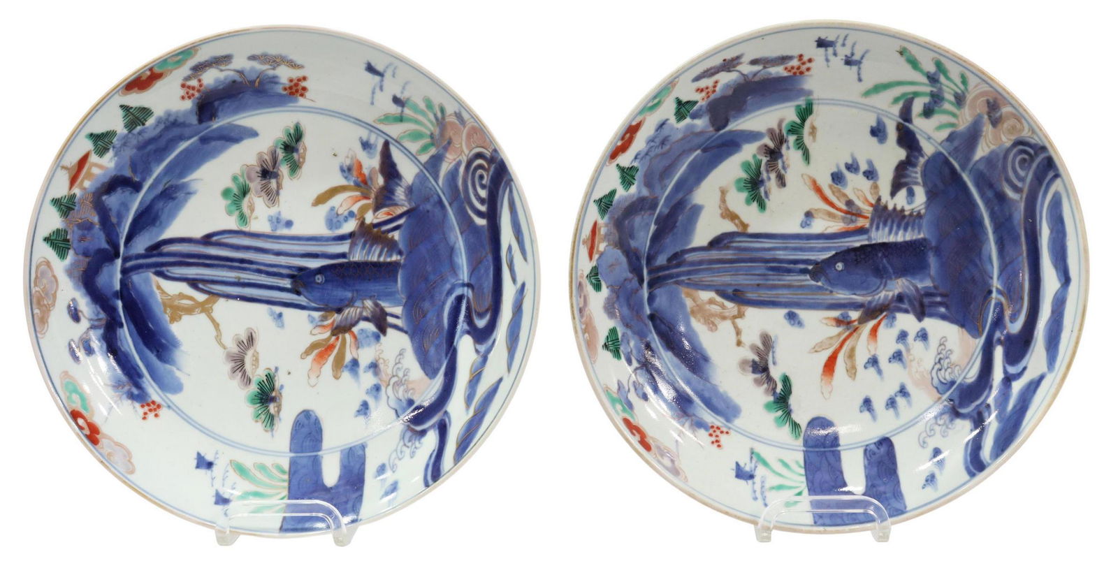 (2) JAPANESE ARITA PORCELAIN LEAPING CARP CHARGERS (1 of 3)