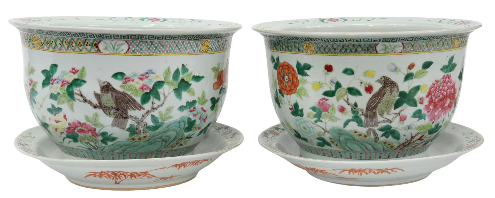 (2) CHINESE FAMILLE ROSE PORCELAIN PLANTERS (1 of 5)