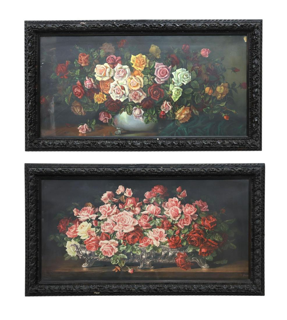 (2) LARGE FRAMED FLORAL STILL LIFE PRINTS (1 of 9)