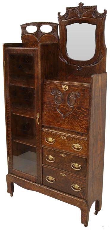 AMERICAN QUARTER SAWN OAK SECRETARY BOOKCASE