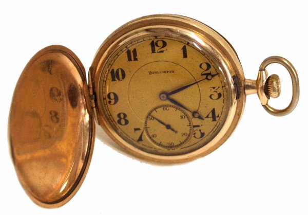 BURLINGTON 21 JEWEL HUNTER CASE POCKET WATCH