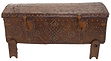 ANTIQUE SPANISH LEATHER BOUND STORAGE CHEST - 2