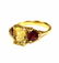 18KT GOLD, GOLDEN BERYL & RUBELITE TOURMALINE RING