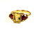 18KT GOLD, GOLDEN BERYL & RUBELITE TOURMALINE RING - 2