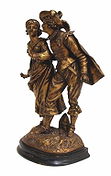 VICTORIAN PATINATED METAL FIGURAL GROUP ON BASE - 3