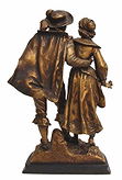 VICTORIAN PATINATED METAL FIGURAL GROUP ON BASE - 4