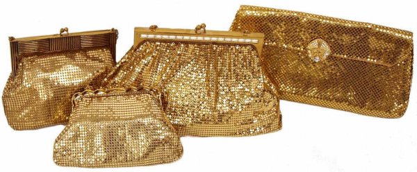 (4) VINTAGE WHITING & DAVIS GOLD MESH PURSES