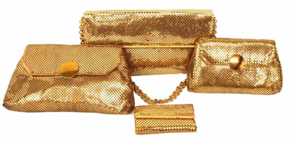 (4) VINTAGE WHITING & DAVIS GOLD MESH PURSE GROUP