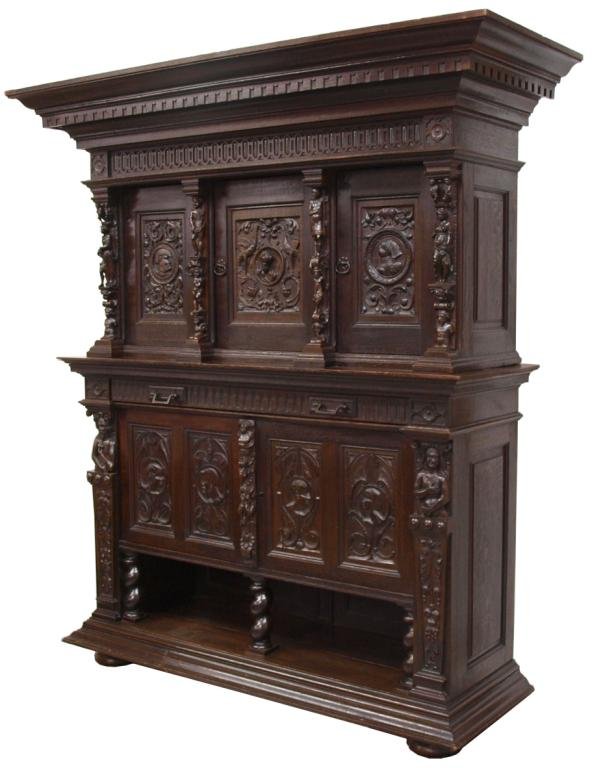 ANTIQUE FRENCH OAK RENAISSANCE STYLE CUPBOARD