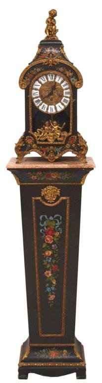 HERMLE LOUIS XV STYLE CLOCK & MARBLE TOP PEDESTAL - 3