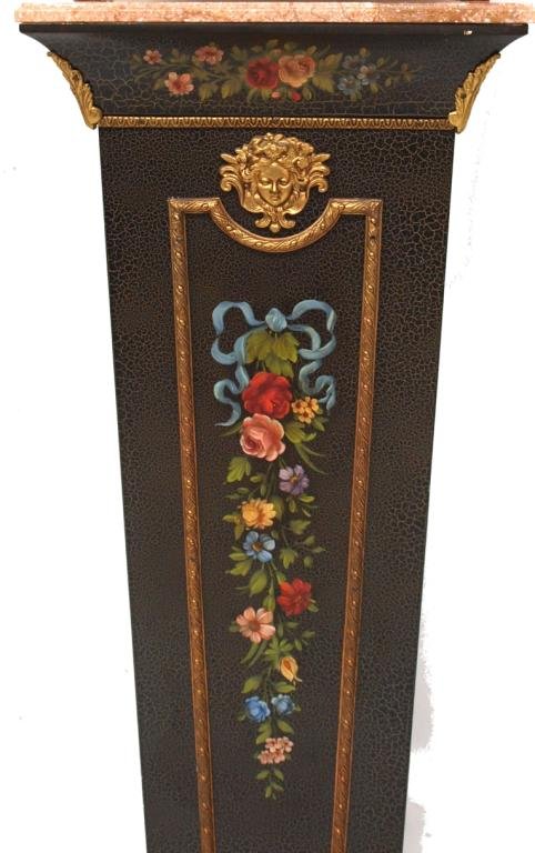 HERMLE LOUIS XV STYLE CLOCK & MARBLE TOP PEDESTAL - 6