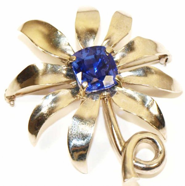 LADIES 14KT WHITE GOLD & 10.28 CT TANZANITE BROOCH