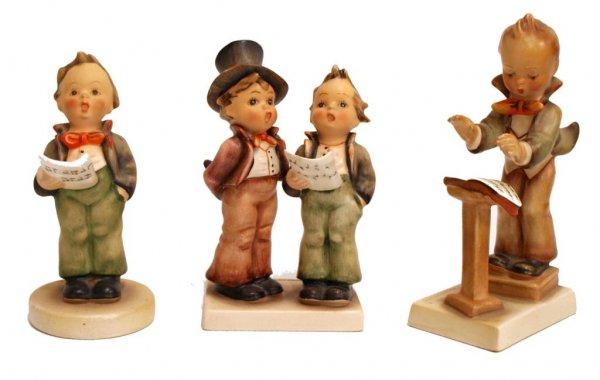 (3) EARLY HUMMEL PORCELAIN FIGURES, DUET, SOLOIST