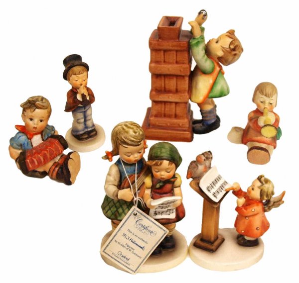 (6) HUMMEL FIGURES:LITTLE THRIFTY,HARMONY,SERENADE