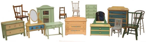 LARGE COLLECTION OF VINTAGE DOLL FURNITURE