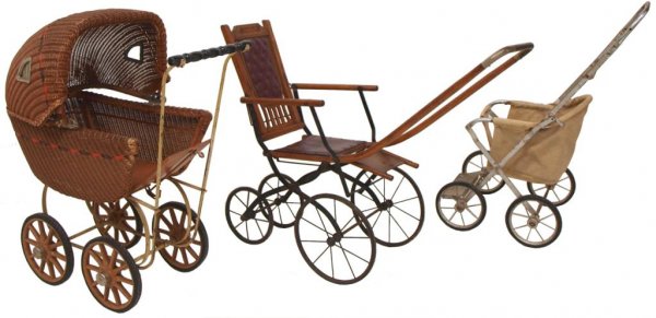 (3) ANTIQUE CHILD DOLL BUGGIES, HEYWOOD WAKEFIELD