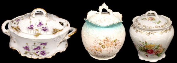 (3) CONTINENTAL PORCELAIN BISCUIT JARS & TUREEN