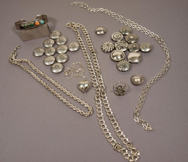 STERLING SILVER JEWELRY GROUP & BUTTON COVERS