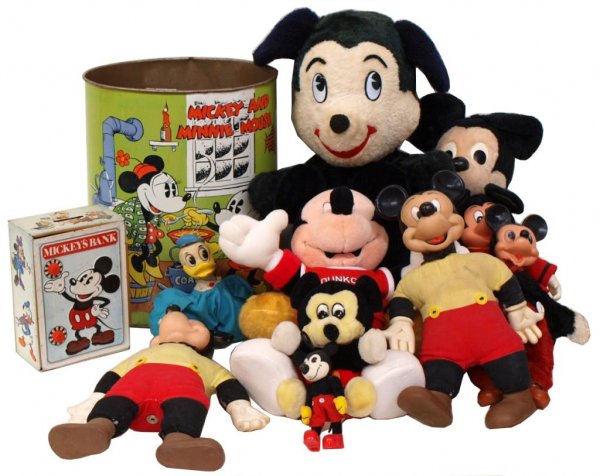 WALT DISNEY MICKEY MOUSE TIN LITHO BANK & FIGURES