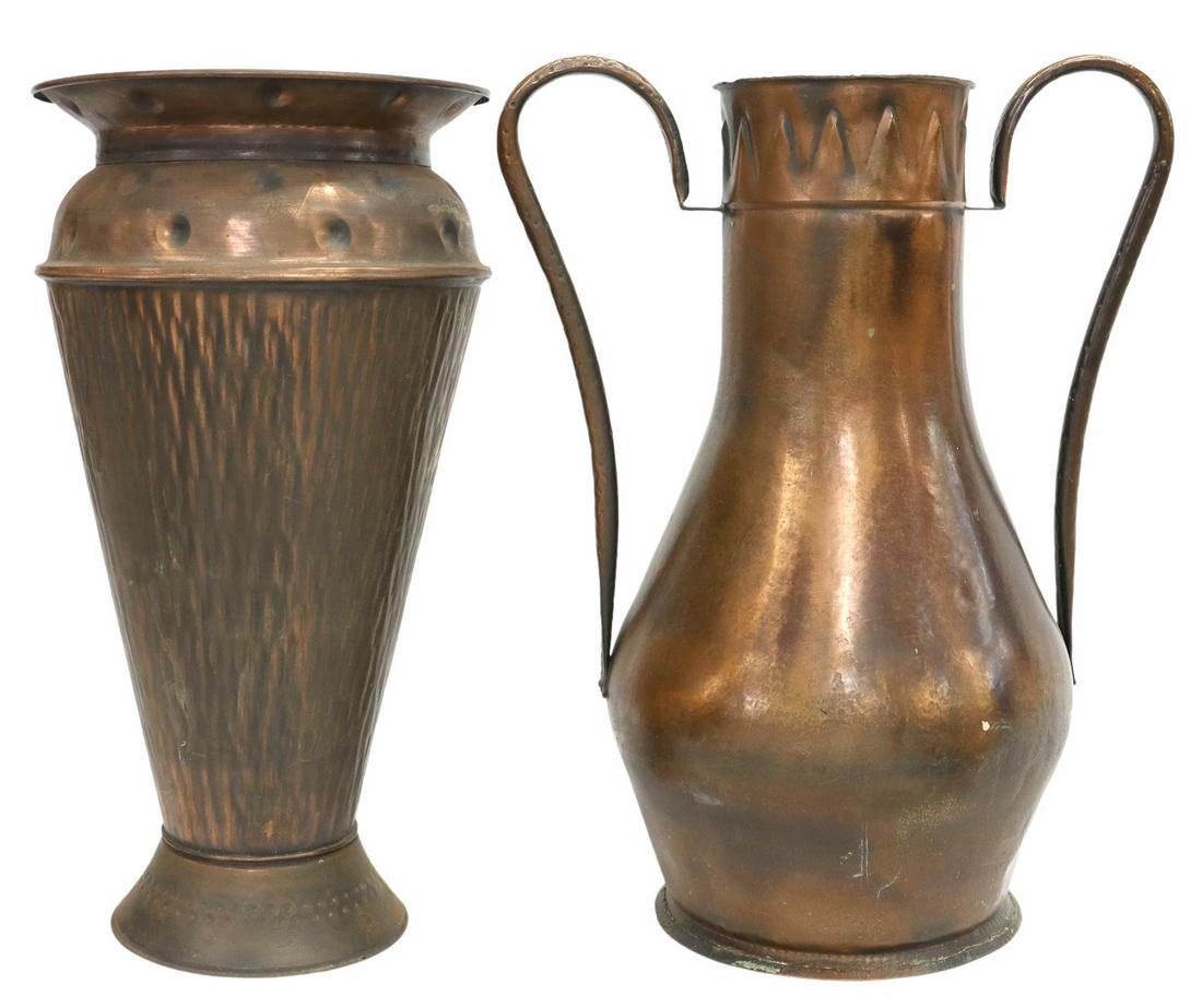(2) COPPER FLOOR VASES UMBRELLA STANDS (1 of 3)