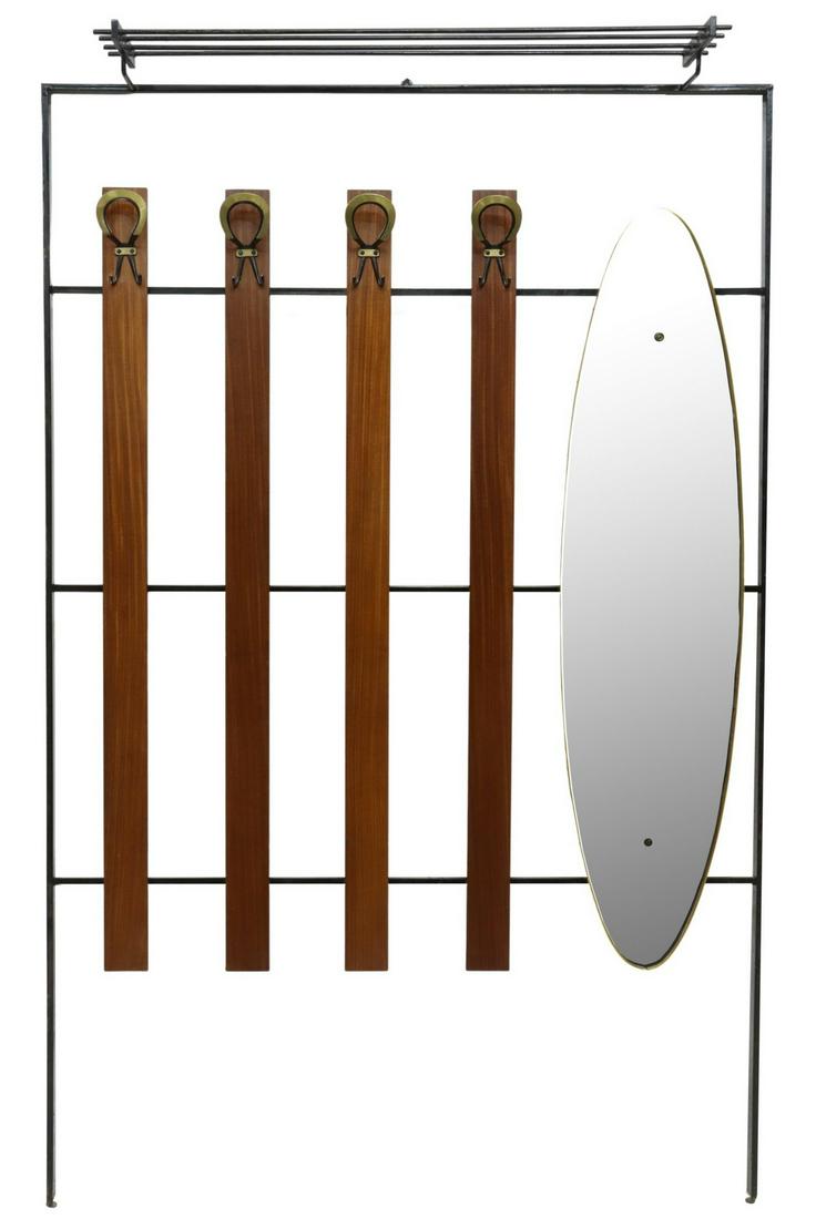 ITALIAN MID-CENTURY MODERN TEAK & METAL HALL TREE (1 of 3)