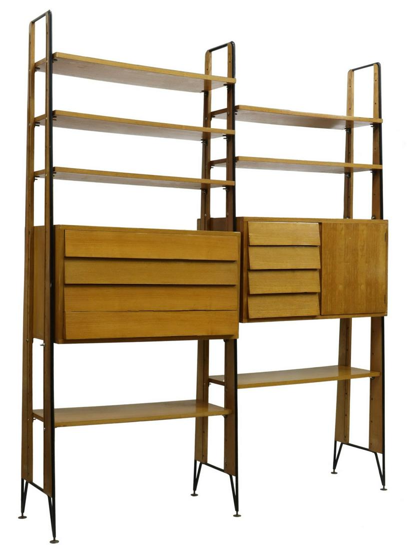 ITALIAN MID-CENTURY MODULAR WALL UNIT BOOKCASE (1 of 4)