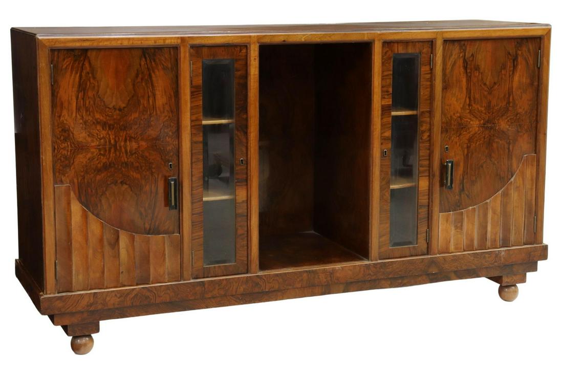 ART DECO BURLWOOD DISPLAY SIDEBOARD, C.1930s (1 of 5)