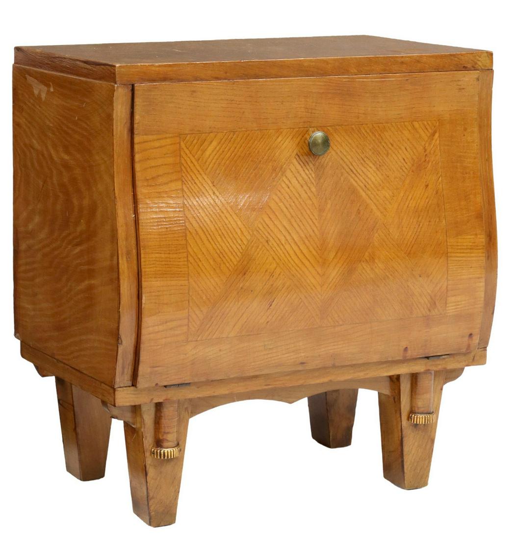 FRENCH ART DECO FALL-FRONT BEDSIDE CABINET (1 of 4)