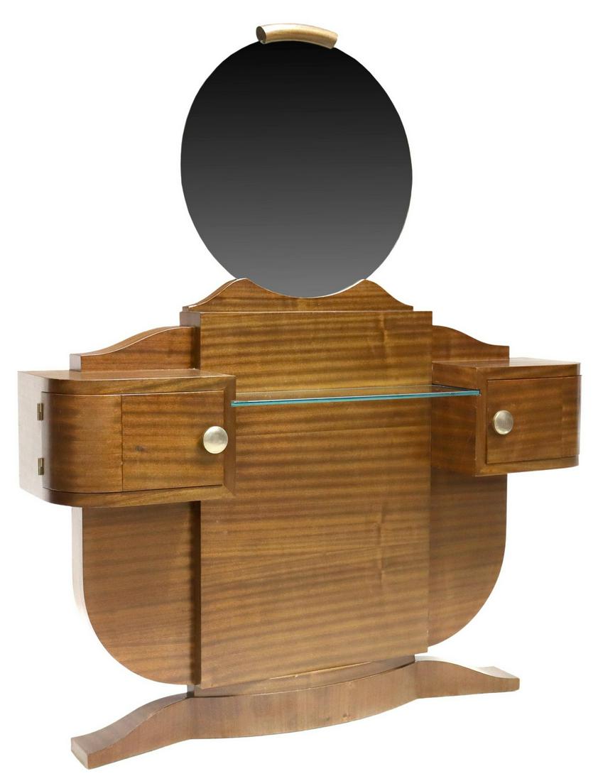 ART DECO MAHOGANY MIRRORED VANITY CONSOLE (1 of 5)