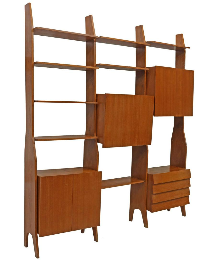 ITALIAN MID-CENTURY MODERN MODULAR TEAK BOOKCASE (1 of 5)