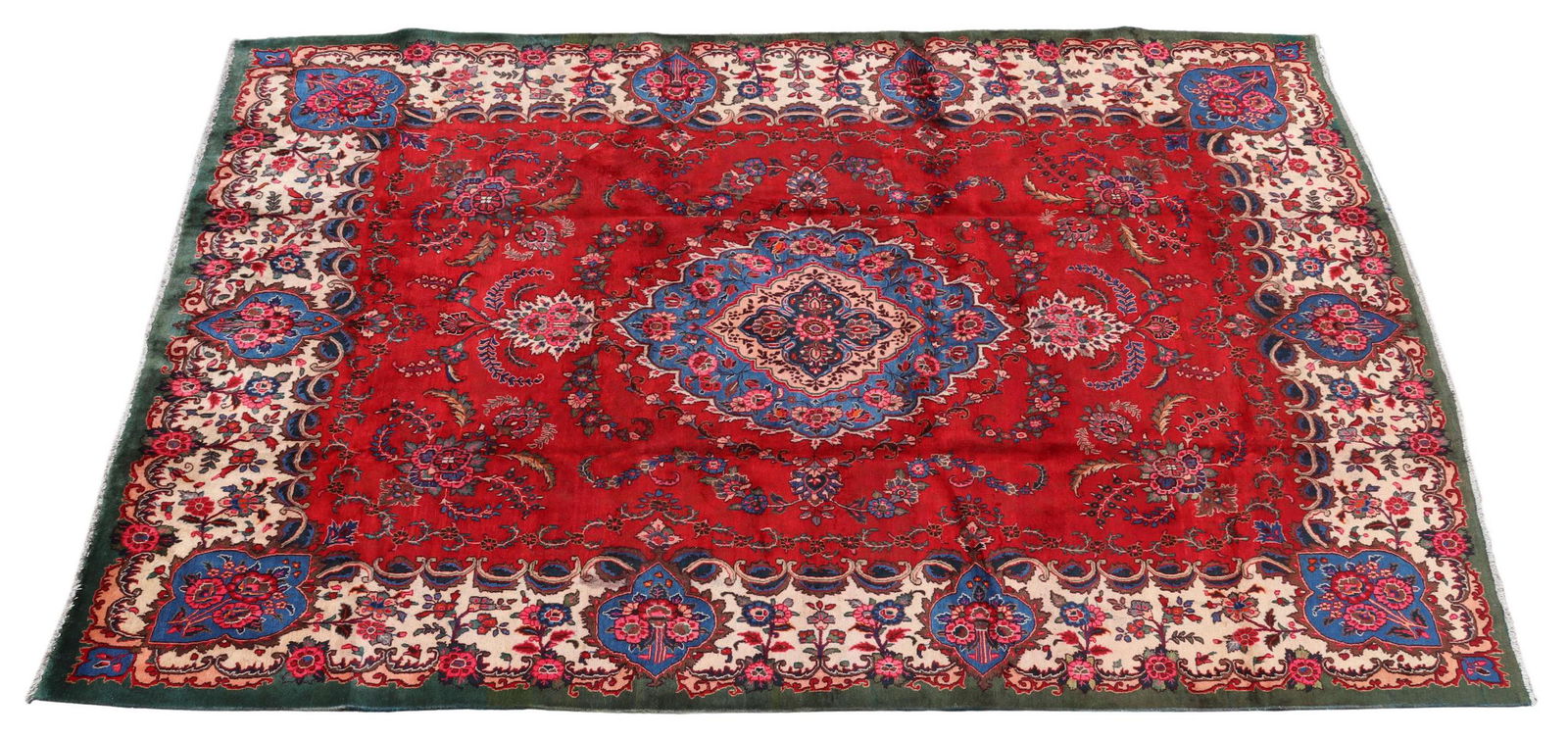 HAND-TIED PERSIAN MASHAD RUG, 12'3" X 9'11.5" (1 of 3)