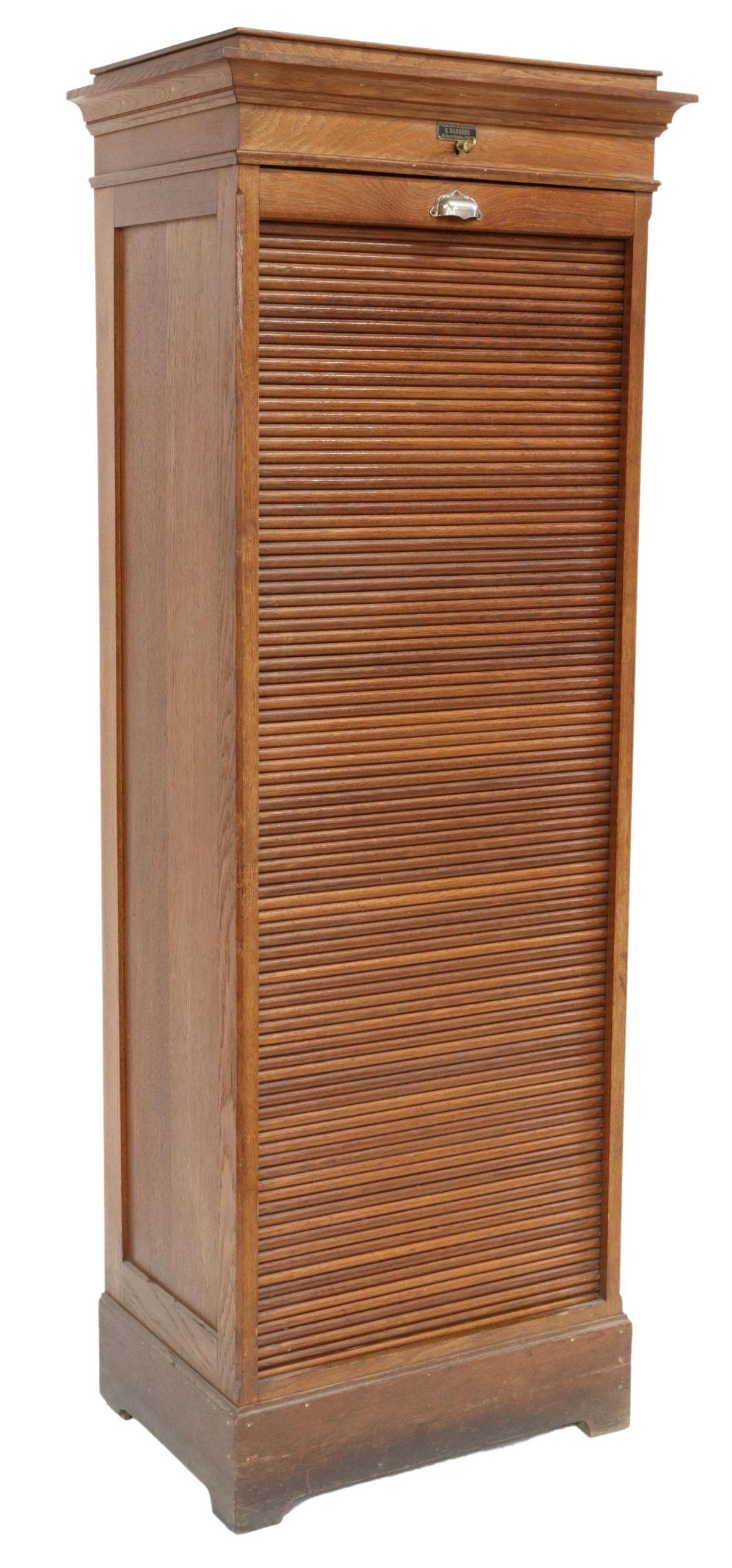 FRENCH OAK TAMBOUR-DOOR FILE CABINET (1 of 4)