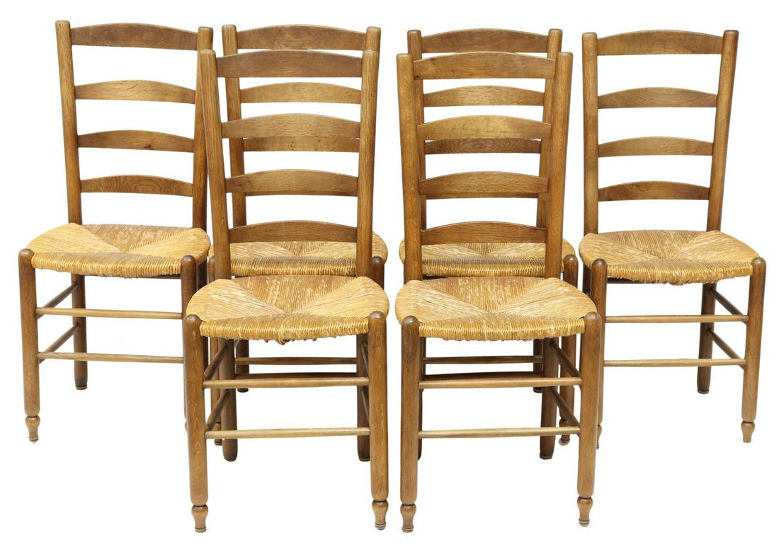 (6) FRENCH PROVINCIAL LADDER-BACK RUSH SEAT CHAIRS (1 of 3)